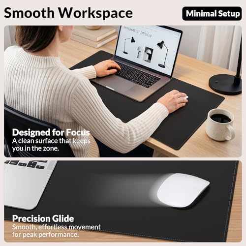 AFIING Desk Mat, Black, 31.5" x 17", Cork Desk Pad Protector - Image 6