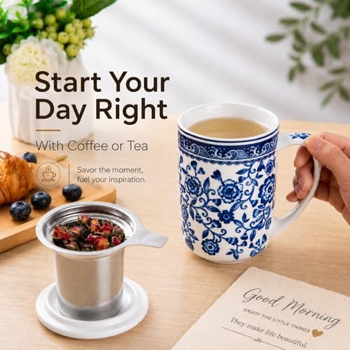 AmorArc Tea Cup With Infuser and Lid, 18oz Loose Leaf Tea Mug With Steeper - Image 5