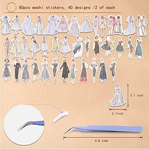 80Pcs Vintage Washi Stickers for Scrapbooking Supplies, People Scrapbook Stickers for Journaling, Junk Journal Bullet Kit Adults Friends Clearance Embellishments Paper Pack - Image 3