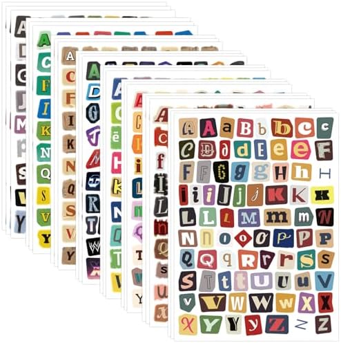 PRSTINCOL 1900+ Magazine Letter Stickers,Vintage Scrapbook 24 Sheets Letters Stickers,Ransom Alphabet Stickers for Scrapbooking Supplies Journaling DIY Crafts Gift Junk Journal by PRSTINCOL