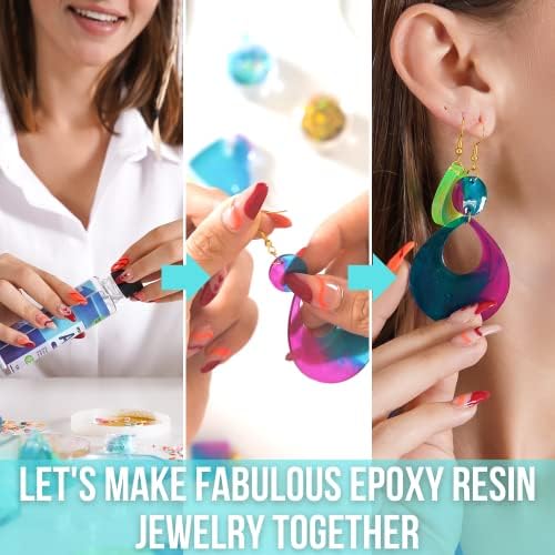 MODDA Epoxy Resin Kit with Video Course, Includes Color Pigment, Silicone molds, Necklace Cord, Earring Hooks for Jewelry Making, Epoxy Resin Starter Kit for Beginners, Adults,Complete Craft Set - Image 4