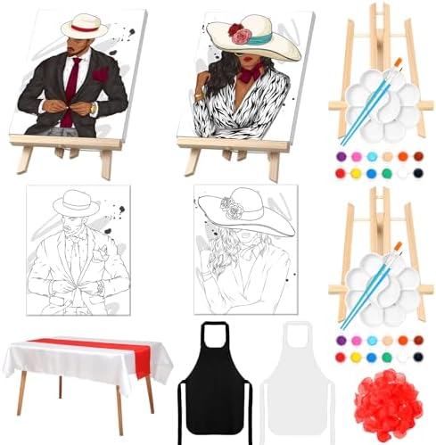 Zhanmai 2 Pack Sip and Paint Kit for Couples Date Night by Zhanmai