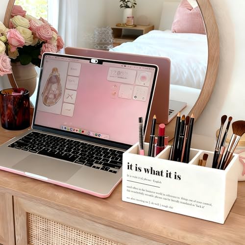 Funny Pen Holder, Funny Pencil Holder for Desk, Office Humor Gifts, Coworkers Gifts for Women Men, It Is What It Is Wooden Box Sign Decorations for Office Workplace Desk Tabletop - Image 5