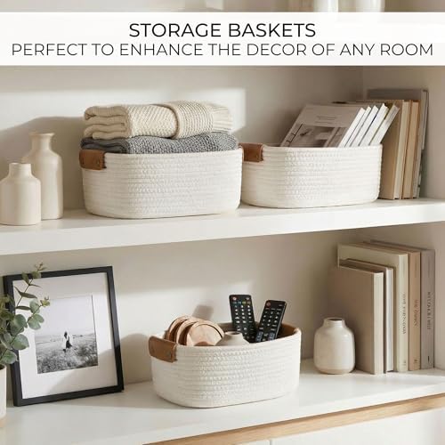 Beautiful Storage Basket Set of 3 - Sturdy Rope Baskets for Shelves - Image 4