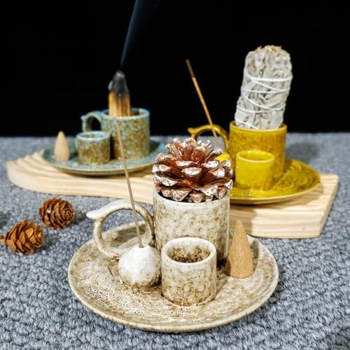 MOUGIGI 5-in-1 Ceramic Palo Santo Burner Holder Blue -Small Candle Holder - Image 5
