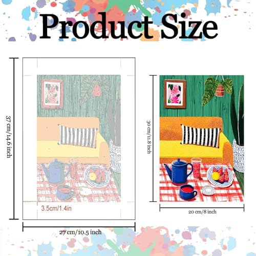Tucocoo 6 Pack Cozy Scenery Paint by Numbers Kits for Adults 8x12 inch Room Porch Bookstore Bike Flowers Scence Painting Easy Acrylic Paint by Number DIY Oil Acrylic Pigment Drawing Paintwork - Image 3