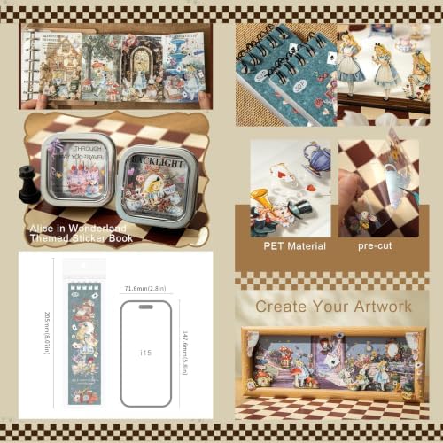 Scrapbook Stickers Book for Journaling,Alice Stickers for Scrapbooking - Image 6