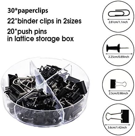 KAAKOW Black Desk Organizers and Accessories Office Supplies Set Stapler, Pen Holder, Phone Holder, Scissors, Pen, Ruler, 30 Paper Clips, 22 Binder Clip, 20 Tacks and 1000pcs Staples - Image 3