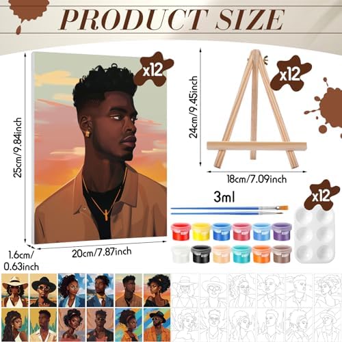 Zhanmai 72 Pcs 12 Sets Sip and Paint Kit Pre Drawn Canvas for Painting 8" x 10" Paint Party Canvas Painting Pre Printed Canvases for Party DIY Virtual Adult's Date Night(Adult Couples) - Image 2