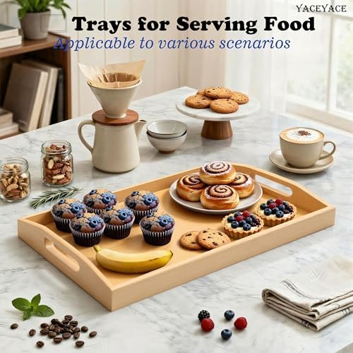 Ottoman Tray for Living Room, 15"x9.8"x2", Small Bamboo - Image 6