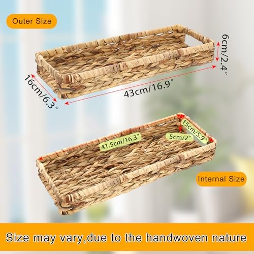 Hipiwe Wicker Toilet Tank Basket 16.9" Woven Bathroom Vanity Basket Tray - Image 6