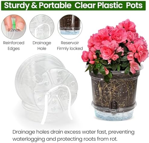 MIXC 12 Pack 5 Inch Self Watering Pots for Indoor Plants with Wicking Rope - Image 3