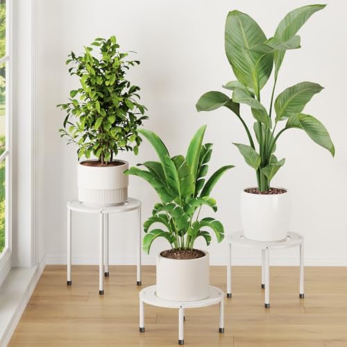 iDavosic.ly 3-Pack Metal Plant Stands for Indoor Outdoor, 10'' Small, White by iDavosicly