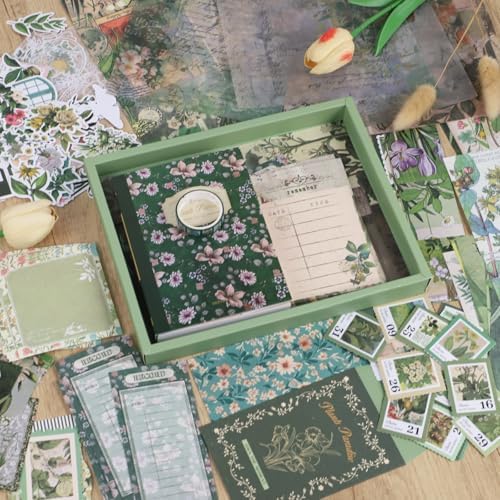 Koqye 180PCS Scrapbooking Supplies Kit, Botanical Garden Bullet Junk Journal Kit with A6 Grid Notebook Scrapbook Paper Craft DIY Gift for Adult Teen Girl Kid Women - Image 7