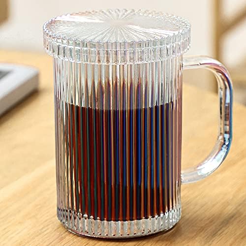 Lysenn Iridescent Glass Mug with Lid, Premium Coffee Mug, 13oz Tea Cup by Lysenn