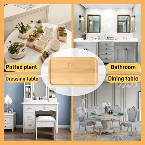 Bamboo Bathroom Tray,Suitable for the Bathroom,Kitchen,Breakfast Tray and Decorative Tray(11.02 in * 7.48in) - Image 7