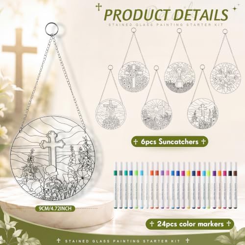 30 Pcs Suncatchers Crafts Kit DIY Paint Art,Cross - Image 2