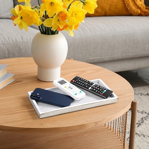 ALELION 11.7" White Bathroom Vanity Tray for Counter - Decorative Tray for Toilet Tank Makeup Perfume Jewelry Catchall Coffee Table - Wooden Kitchen Countertop Organizer for Soap Dispenser - Image 7