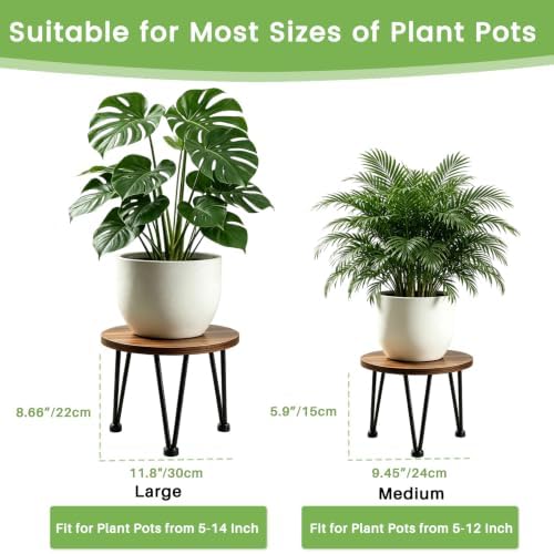 Vigordream Metal Plant Stand Indoor, Heavy Duty Wood Single Planter Holder - Image 2