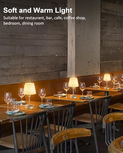 2 Pack Small Rechargeable Cordless Table Lamp for Restaurant Bar - Image 2
