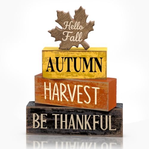 Moucuny 4 Pcs Fall Decor Wooden Maple Leaf Thanksgiving Tiered Tray Decor by Moucuny