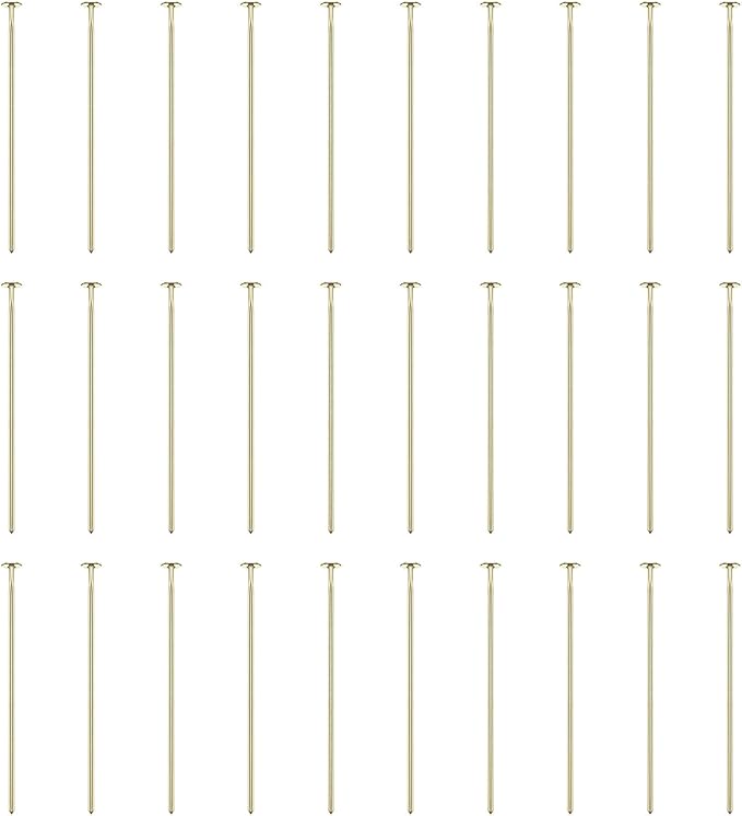 HARFINGTON 100pcs Flat Head Pins 0.94" 24mm Needles Bulk for Earring Pendant Necklace Bracelet Charm Jewelry Making Findings DIY Craft, 14K Gold
