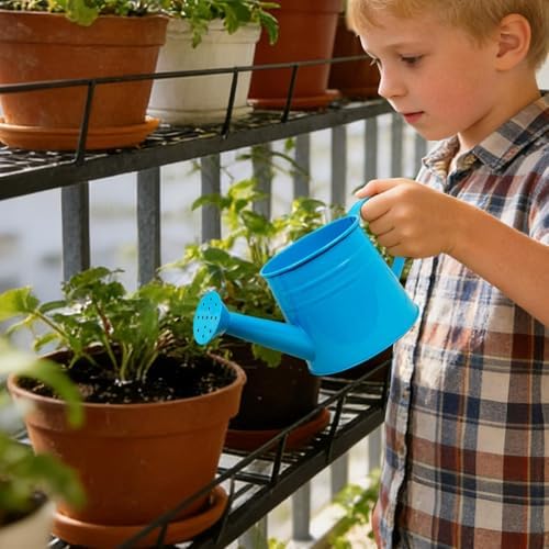 Small Watering Can, 1L Metal Flower Garden Watering Can, Gardening Tool Accessories for Outdoor Indoor Plants Lawn (Blue) - Image 2