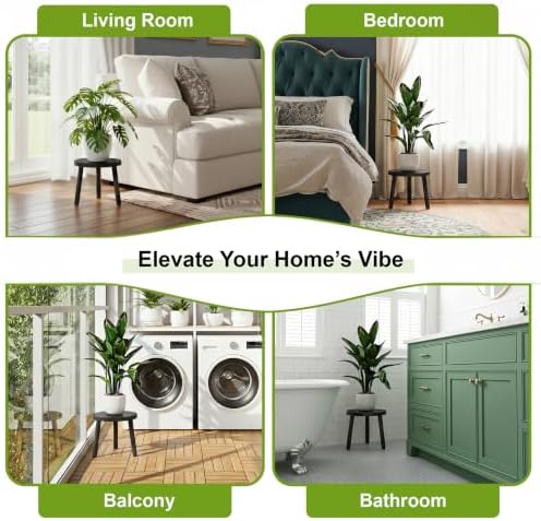 Delma Wood Plant Stands 3-Pack Indoor, Plant Stool, Black - Image 5