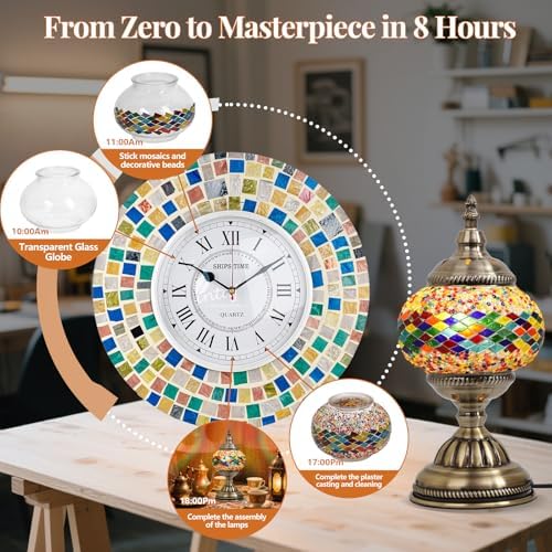 DIY Turkish Mosaic Lamp Kit for Adults/Teens, 5.2" Shade, Multicolor - Image 4