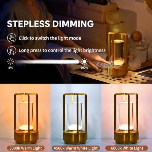 2 Pack Cordless Table Lamps, Rechargeable LED Decorative Lamp - Image 6