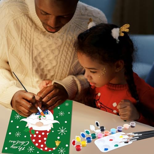 Dinifee 6 Pack Pre Drawn Canvas for Painting Pre Printed Canvas Kit 8 x 10 Inch Stretched Cotton Paint and Sip Set for Adults Couple Party Graduation Summer Date Night(Santa Blessing) - Image 6