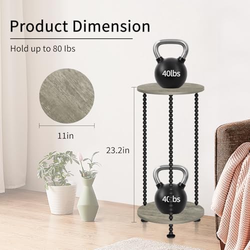 YINMIT Plant Stand Indoor, 2 Tier Small Plant Stand with Metal Spindle Leg - Image 3