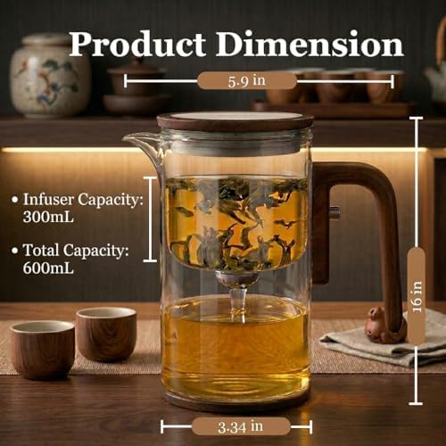 MIIKA Magic Glass Tea Pot with Infuser for Loose Tea – Bottom Dispense Stainless Steel Strainer, Borosilicate Glass, Elegant Tea Scoop, Protective Base and Drip-Free, Easy-to-Clean Design - Image 7