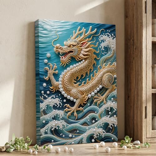 LQCrafK DIY Pearl Art Painting Handcraft Kit for Adults Beginners, Creative Design, Healing Stress-Relieving Home Wall Decoration, with Framed Painting and Tools-Dragon - Image 2