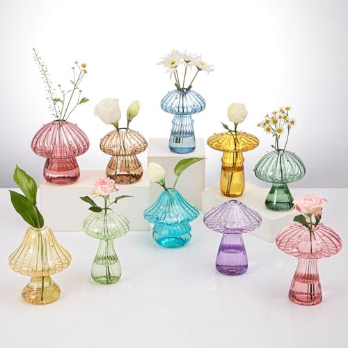 Mushroom Glass Propagation Terrarium Vases for Plants Set Colored of 10 by YAMAYACOLTDBROPGOD