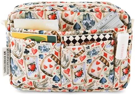 Multiple Pockets Portfolio Organizer with Zipper,Makeup Bag Pencil Pouch by E-WEICHEN