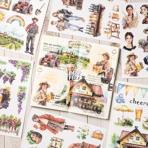 YagCu Bubble Feast Scrapbook Stickers, 20 Sheets Journaling Sticker, Junk Journal Supplies, Pre-Cut Aesthetic Scrapbooking for Adults, Decorative Ephemera Bullet Planner DIY Arts Craft Collage - Image 2