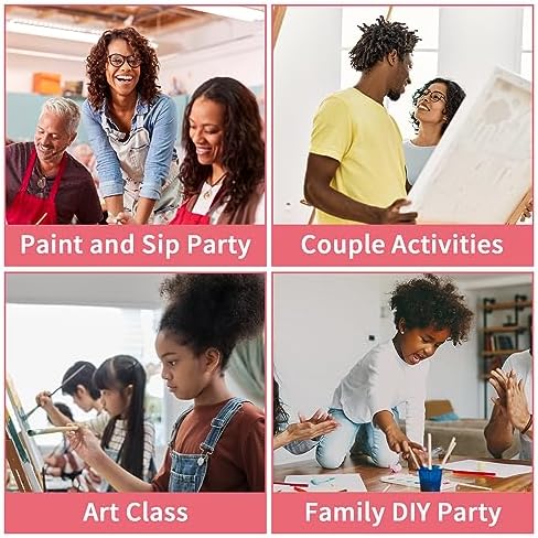 8 Pack Pre Drawn Canvas to Paint for Adults Sip and Paint Kit Party Supplies Art Painting Set Date Night Games for Couples Girls Artist Beginner 4 Themes (8x10) - Image 5