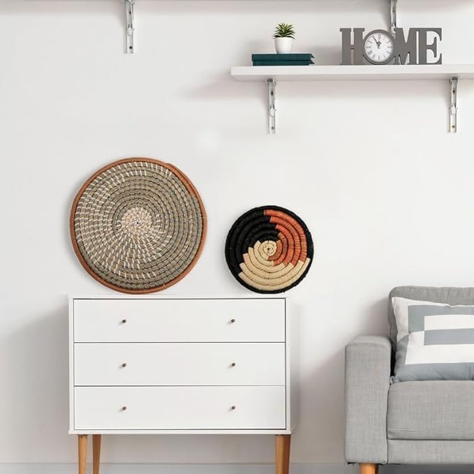 Tatuo 11 Pcs Boho Wall Basket Decor Decorative Bulrush Woven Basket Wall Decor Art Round Farmhouse Hanging Baskets for Kitchen Rustic Home Summer Decorations, Multi Sizes(Classic)