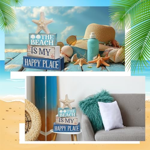 Moucuny 4 Pcs Summer Beach Table Decoration, Starfish Tiered Tray Decor - Image 5
