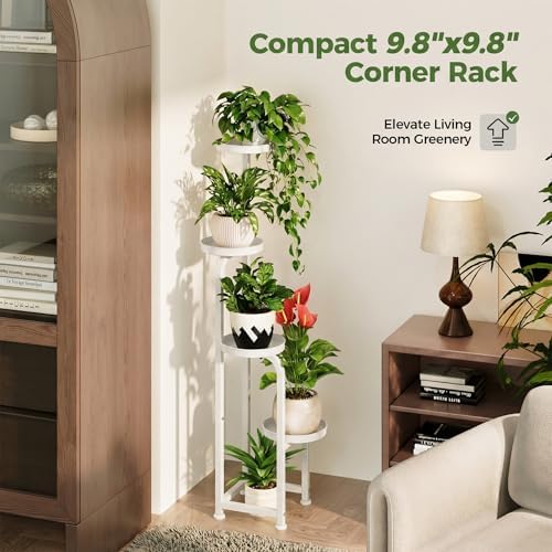 Bamworld Corner Plant Stand Indoor Outdoor Tall Metal Flower Pot Stands - Image 3