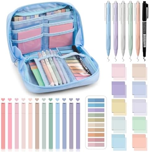 Jutom 39 Pcs Aesthetic Book Annotation Kit,Blue,Kawaii Style by Jutom