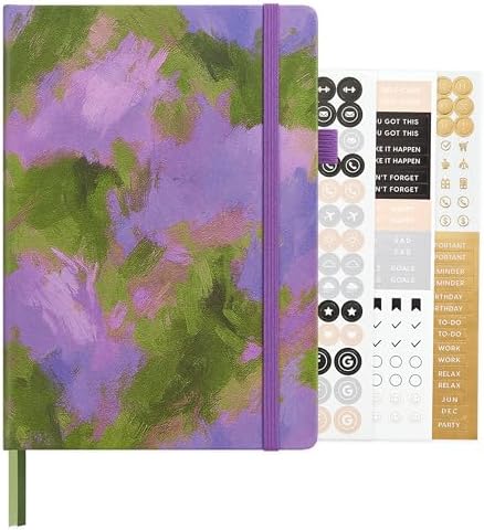 &And Per Se Dotted Journal Notebook, A5 Hardcover Aesthetic Dotted Notebook – 160 Pages 100gsm Thick Dot Grid Paper, 3 Sticker Sheets – Gift-Ready Journaling Kit for Women (Lavender Grove) by AndPerSe