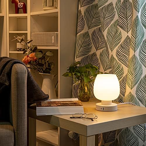 Touch Bedside Table Lamp Set of 2 - Modern Nightstand with USB-C&A Charging, 3-Way Dimmable LED Desk Lamp, White Opal Glass Shade - Image 6
