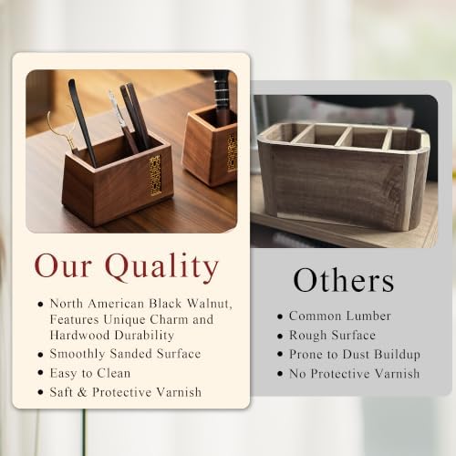 Pen Holder for Desk, Solid Wood Desk Organizer for Office - Image 4
