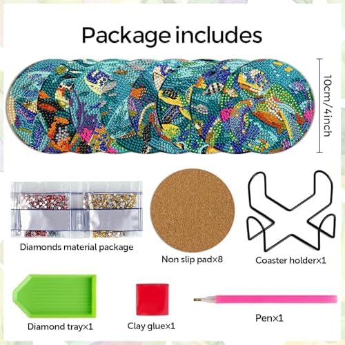DOTSOPS 8 Pcs Ocean Diamond Art Coasters Kits for Adults with Holder 4 in - Image 2
