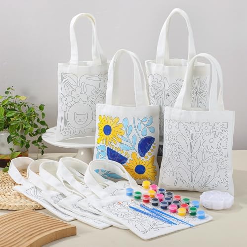 Aliceset 16 Pcs Color Your Own Bag Tote Bag Painting - Image 4