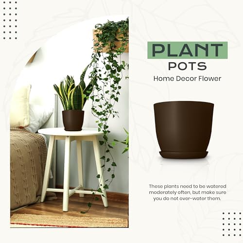 Plant Pots Indoor with Drainage, 10 Pack Multi-Size Planters Set, Brown - Image 4