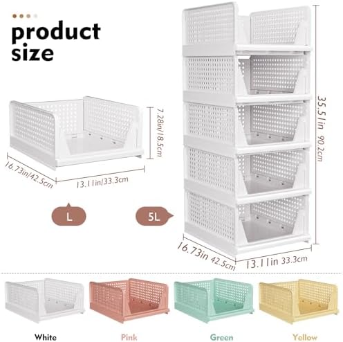 5 Pack Closet Organizer Basket, Closet Organizers and Storage, Yellow - Image 2