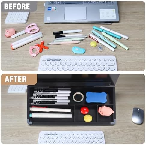 SELEAD Desktop Glass Whiteboard with Storage, 5 Markers and 1 Eraser, Black - Image 7